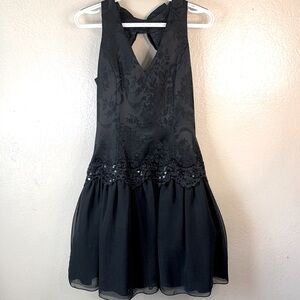 Vintage Scott McClintock 80’S Whimsigoth Black Sequin Tulle Dress Size 10